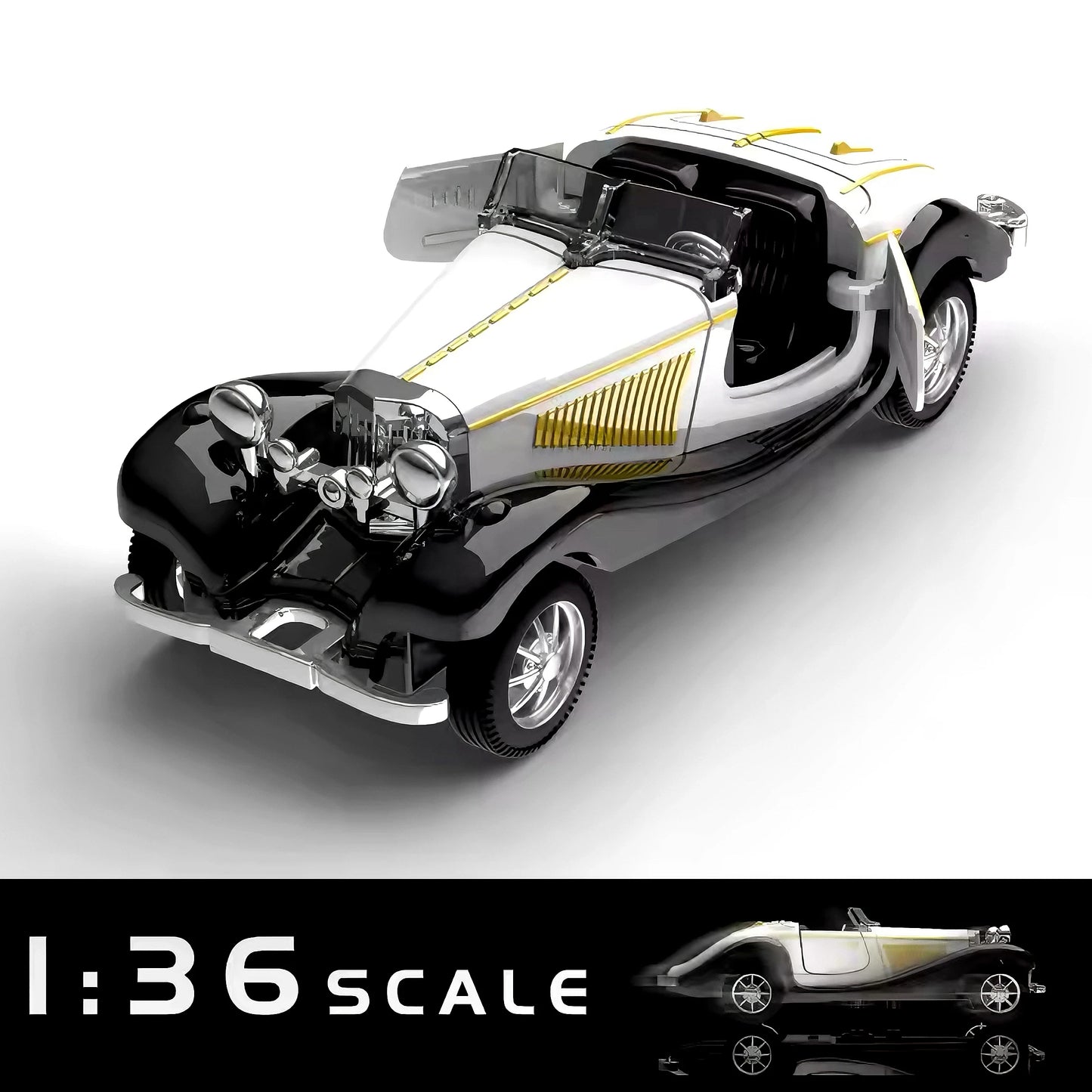 1:36 Alloy Mini Car - Stylish Car Model with Open Doors and Pullback Action, Durable Plastic/Metal No Battery Needs - Ideal Gift
