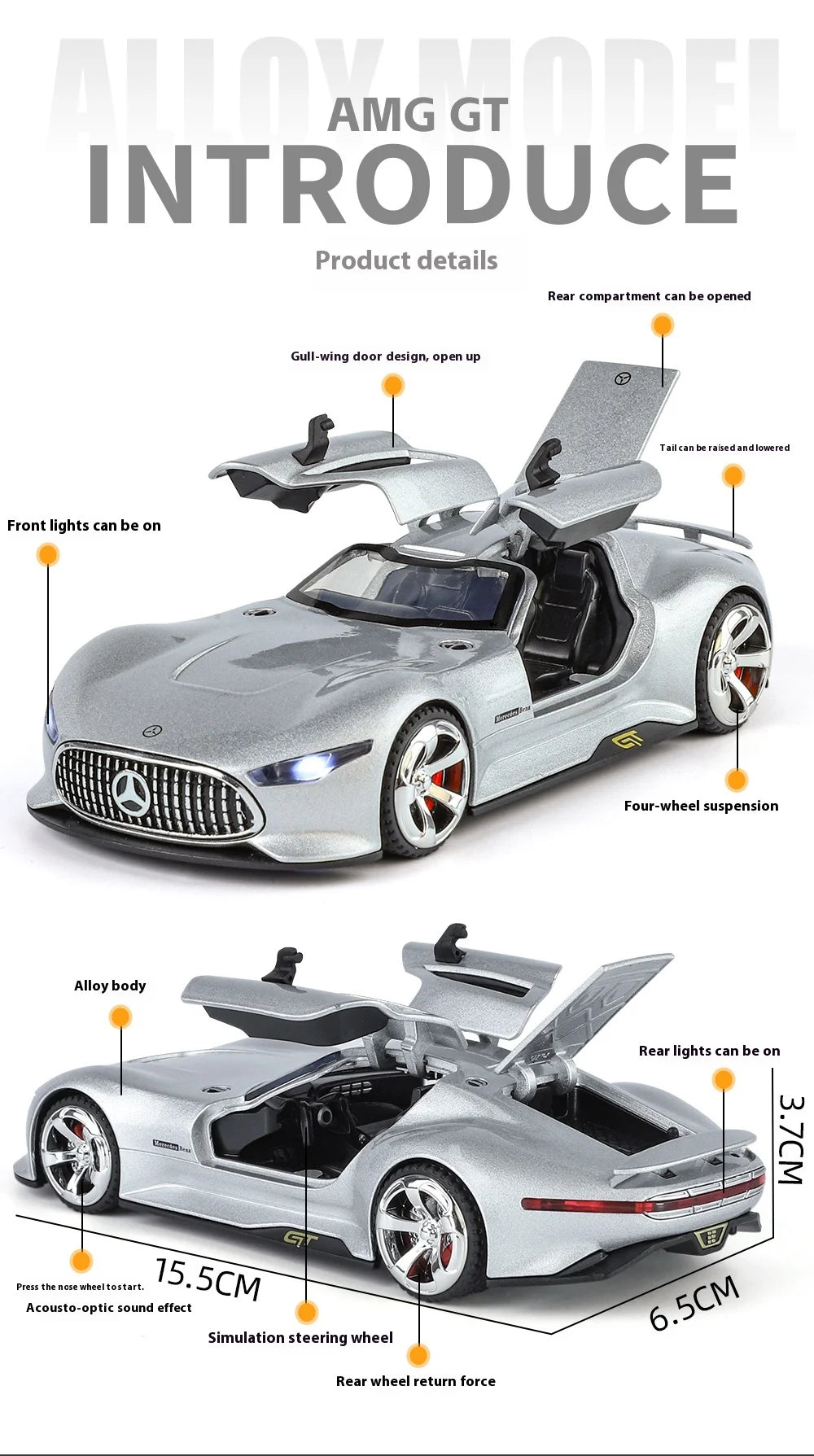 Mercedes-AMG Vision Gran Turismo (1:32 Scale) - Die-Cast Model with Sound & Light