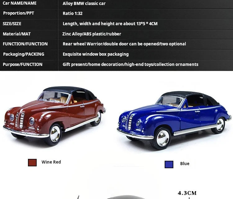 Classic Die-Cast Car Model (1:32 Scale) - Pull-Back Action