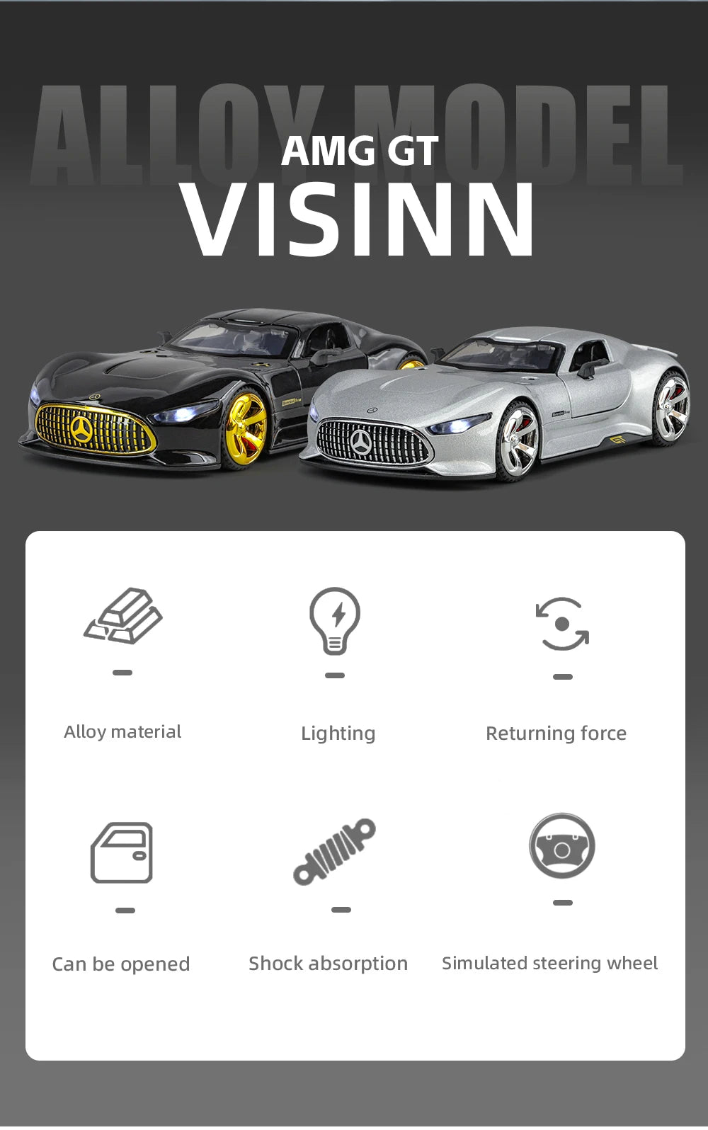 Mercedes-AMG Vision Gran Turismo (1:32 Scale) - Die-Cast Model with Sound & Light