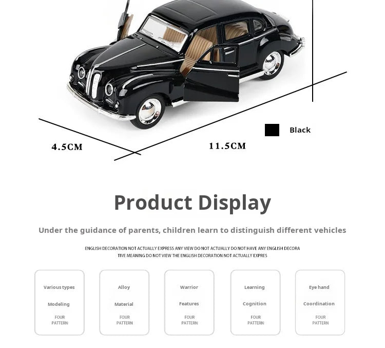 Classic Die-Cast Car Model (1:32 Scale) - Pull-Back Action